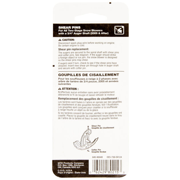 Shear Pin Kit, .25 x 1.5"