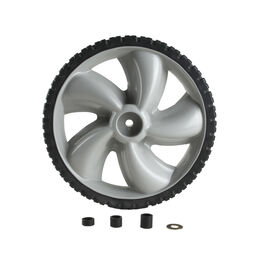 12" x 1.75" Plastic Wheel. 50 lbs. Load Rating. 1/2" Hub Length. 1/2" Nylon Bearing. Offset Hub. Bar Tread.