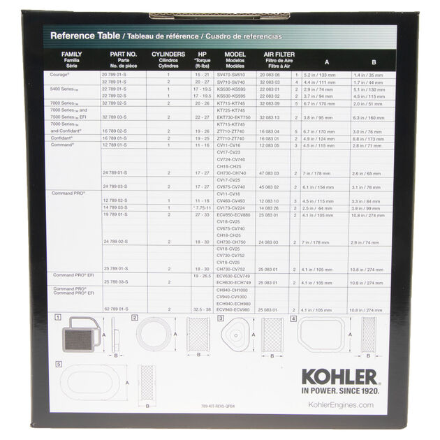 Kohler&reg; 7000 Series Twin Cylinder KT715-745 Maintenance Kit